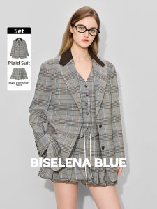 BEIQIANI | Plaid Stylish Campus Style Suit Skirt