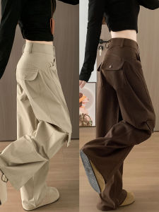 Khaki American Style High Waist Loose Casual Wide Leg Pants Womens Autumn 2025 New Straight Cut Workwear Trousers