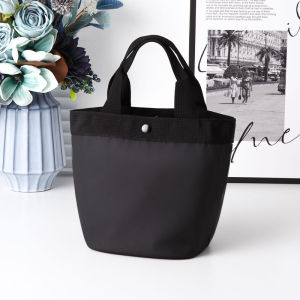 Japanese Style Minimalist Boat Shape Tote Handbag Versatile Commute Leather Membrane Material Small Cloth Bag Fashionable Portable Lunch Box Bag