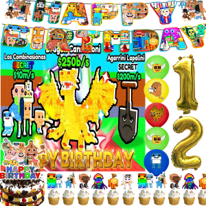 Game-Steal a Brainrot Theme Kids Birthday Party Supplies Decoration Balloon Cake Topper Banner Background Baby Shower Props Gift
