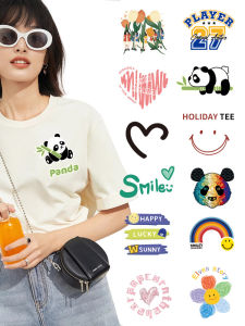 Small Size Cute Fashionable Couple T-Shirt Heat Transfer Stickers Clothing Decoration Pattern Iron-On Decals Fabric Adhesives