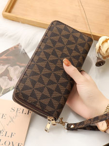 BAORUIFU | Large Capacity Triangular Print Dual Zipper Long Wallet With Card Holder And Coin Pocket