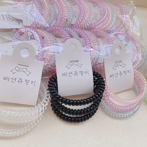 JH Kunciran rambut kabel warna warni ikat rambut spiral besar karet rambut warna permen 3pcs