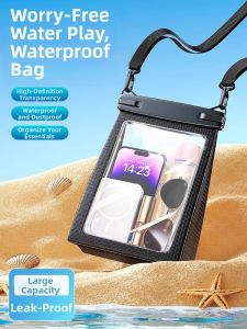 Large Size Waterproof Phone Bag for Swimming And Floating Beach Activities Touch Screen Compatible Sealed Crossbody Bag