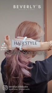 S Size SCRUNCHY -ยางรัดผมไซส์S ไซส์1ซม ผลิตจากไหมมัลเบอรี่เเท้ ไม่ทำให้ผมเป็นรอยมัด ไม่กินผม ใช้งานได้ยาวนาน Scrunchies Pure Mulberry silk ยางมัดผมสีดำ