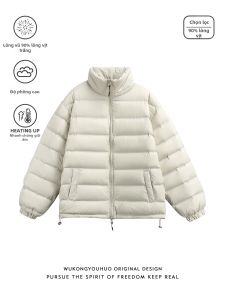 90% White Duck Down Lightweight Warm Quilted Design Stand Collar Jacket