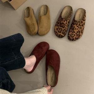 รองเท้าแตะแบบสวมหัวสำหรับผู้หญิงไซส์ใหญ่ รองเท้าแตะแบบสวมหัวแบบสวมครึ่งนิ้วสไตล์ย้อนยุคแบบสวมครึ่งนิ้วสำหรับกลางแจ้ง