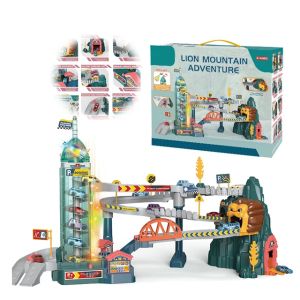 Mainan anak lion mountain adventure playset car track rail
