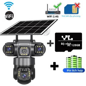Camera CCTV Năng Lượng Mặt Trời WiFi V380PRO 15MP Ngoài Trời 360 Độ ° Chống Nước Với 3 Ống Kính Tầm Nhìn Ban Đêm Âm Thanh Hai Chiều Theo Dõi Di Động HD IP