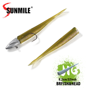 11pcs(Soft Bait 7pcs & 4pcs jig head) 3.02 "Jig Head Minnow Combos for Winding and Darting PVC Swimming Bait For Sea Bass pike