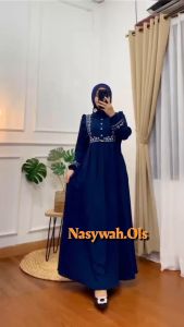 Baju Muslim Terbaru Aplikasi Bordir Timbul Bahan Crinkel Airflow Tebal Tidak Nerawang Size M L XL Gamis Wanita Dewasa Kekinian dan Viral Gamis Putih Remaja Pakaian Muslim Mewah dan Murah