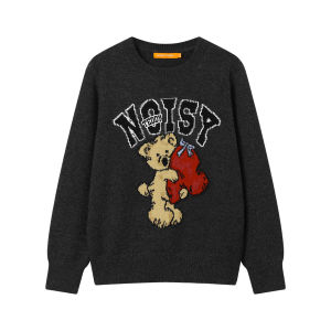Spring New Cute Bear Womens Round-Neck Pullover Long-Sleeve Knit Sweater Loose Fit
