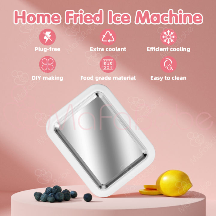 Mafababe Ice Cream Maker DIY Mini Fried Ice Machine 2 Shovels Tray Homemade Instant Roll Freezer Plate Alat Pembuat Ais Krim Lazada