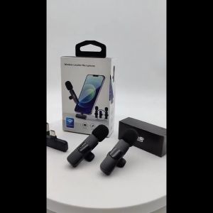 K9 Lavalier Wireless For IPhone & Type C Double Microphone for Live Vlogging with Clip-on Microphone for Video Recoding Interview etc.