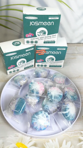 JASMEEN ก้อนดับกลิ่น ฟ้าชมพู น้ำยาดับกลิ่นชักโครก ห้องน้ำ กลิ่นไม่ฉุน ลดแบคทีเรีย 99% 1 กล่อง 10 ชิ้น