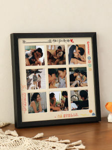Modern Minimalist DIY Photo Frame Creative Birthday Gift Square Shape Real Wood Nine Grids Picture Display Stand Album