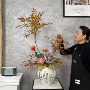 Large Size Artificial South Heavenly Bamboo Flower Arrangement Set Living Room Decorative Fake Flowers Wabi Sabi Style Floral Art