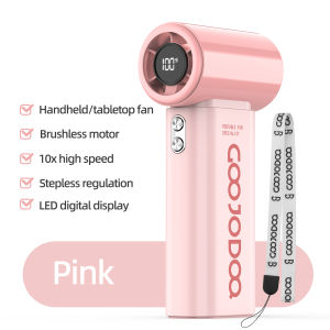 GOOJODOQ | GOOJODOQ Mini Fan High-speed Pocket Fan 10x Enhanced Wind Strength LED Screen and Portable Lanyard 4000mAh Battery