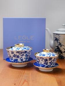 New Chinese Style Ceramic Blue And White Tea Cup Bowl Gift Box 125/225mlLEGLE Traditional Chinese Ceramics Tea Set