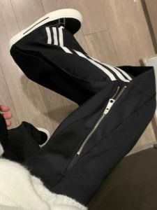 Black Stripe Zipper Sports Pants Womens Spring Autumn American High Street Design Hip Hop Casual Straight Leg Wide Leg Pants