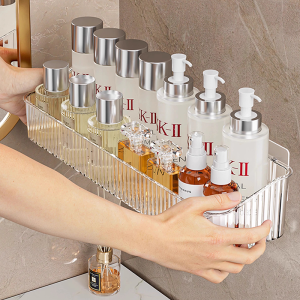 Bathroom Wall Mounted Storage Shelf Toilet Washstand Cosmetic Organizer No Drilling Required Easy to Install Bathroom Rack