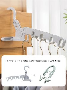Foldable Five Hole Clothes Hanger For Travel And Home Use