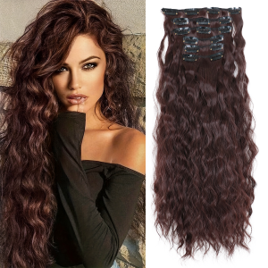 สังเคราะห์ 16 คลิปใน 6 ชิ้นชุด Curly 22 นิ้วยาวคลิปบน Hairpiece ข้าวโพดหยักสไตล์สําหรับผู้หญิงหญิง Daily Party