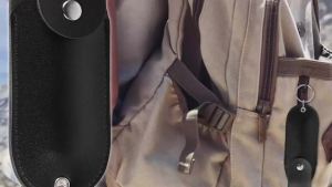 Pepper Spray Pouch PU Leather Pepper Spray Holster Mini Portable Top Flap Pepper Spray Holder Self Defense Spray Keychain