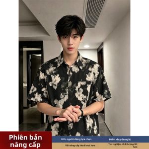 LIUBU | Áo Sơ Mi Lụa Băng Màu Hoa Cổ Điển Hawaii