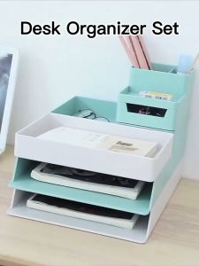 Stationery Pen Holder File A4 Document A5 Letter Paper Tray Collection File Desk Adjustable Storage Stackable Organizer