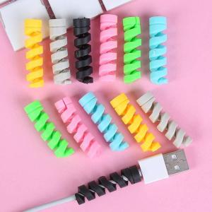 2Pcs Silicone USB Cable ProtectorCharger Cable SaverWire Wrap Organizer Spiral Cable Winder Charging Cable