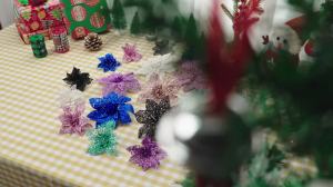 5/10Pcs 13CM Christmas Decoration Artificial Flowers Hanging Christmas Tree Pendant for Home Decor Party New Year 2025 Ornament