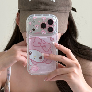 Sanrio | Sanrio My Melody Glitter Clear Phone Case For iPhone Protective Cover Cute Pink Anti-drop Soft Phone For iPhone 15 16 17 Pro Max
