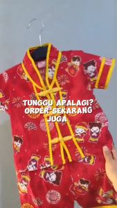 Setelan Baju Bayi Cheongsam Imlek Chinese New Year Merah Fashion Anak Bayi Cowok Laki Murah