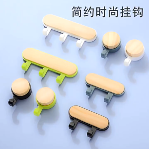 5PCS Spoon Hanger Wooden Key Storage Box Wall-mounted Tableware Sticky Hook Strong Hook