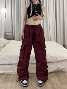 กางเกงคาร์โก้ผู้หญิง กางเกงขายาวคาร์โก้ เอวยางยืด เชือกรูด กระเป๋าข้าง มี5สี Women