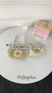 LadyLuxe - Tas Selempang Wanita Motif Bunga Flower Tas Summer Serut Rajut Anyaman Jerami TS002