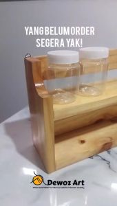 Rak Bumbu Kayu 2 Tingkat Unik