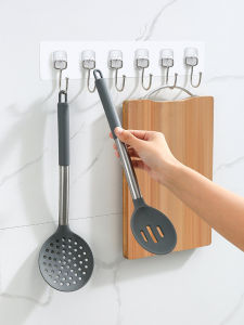 Stainless Steel Hook Punch-Free Strongly Adhesive Adhesive Hook behind the Door Kitchen Bathroom Transparent Seamless Dormitory Coat Hook