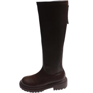 YX | Slimming Retro Black Thick Sole High Boot