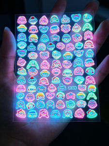 JIELI | Glow-in-the-Dark Waterproof Durable Nail Stickers Kids Cartoon Cute 5D Embossed