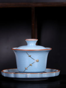 Handmade Ceramic Horse Hoof Cover Bowl Yu Porcelain Blue Porcelain Tea Ceremony Cup Traditional Chinese Ceramics Dehua County