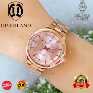 Jam Tangan Wanita Diverland Quartz Elegan Rose Gold — Desain Kristal Mewah Banyak Pilihan Warna DM43432