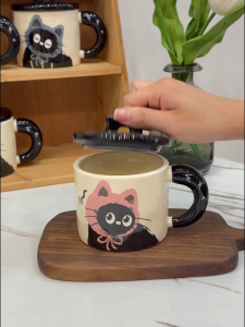 Cat ceramic mug - high-quality gift for birthday souvenir or travel companion - coffee cup