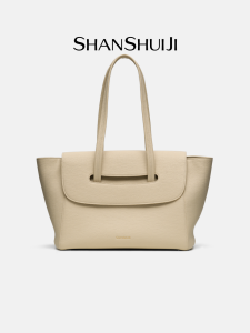 Large Capacity Leather Shoulder Tote Bag for 16 Inch Notebook Mountain Water Collection Elegant Commuter Style Handbag