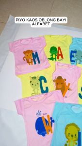 [COD] PIYO - Baju 1 Lusin (12 pcs) Paket Oblong Bayi Warna ALFABET Kaos Baby Laki laki/Perempuan