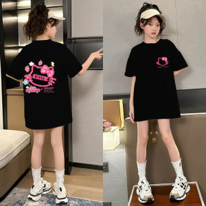 Áo Thun Cotton Tay Ngắn Mùa Hè Cho Bé Gái Dài Vừa Phải Phong Cách Thường Ngày in Họa Tiết Hoạt Hình Tay Lửng Đa Năng