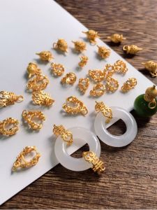 Pure Silver 925 Gold Plated Gourd Shaped Safety Buckle Pendant Clasp Jade Button Various Pendants Can Be Hung Fashion Jewelry Accessories
