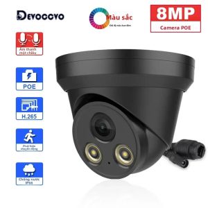 Camera IP Dome Đen 8MP Tương Thích HIK Với Tầm Nhìn Ban Đêm Màu Hồng Ngoại Camera An Ninh CCTV 4K Âm Thanh Cắm Là Chạy Cho Đầu Ghi Hình POE 10 Kênh