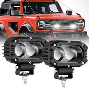 LED Lens Spotlight Motorcycle Headlight Driving Lamp Super Bright 2 Lens Spotlight Motorcycle External Lamp White